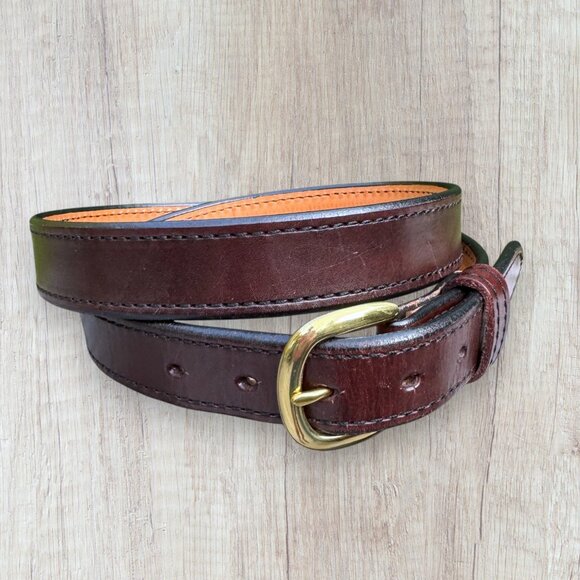 THE BELTMAN 1.25" Wide Dual-Layer Cordovan Bullhide Gun Belt Round Brass Buckle - Picture 1 of 6